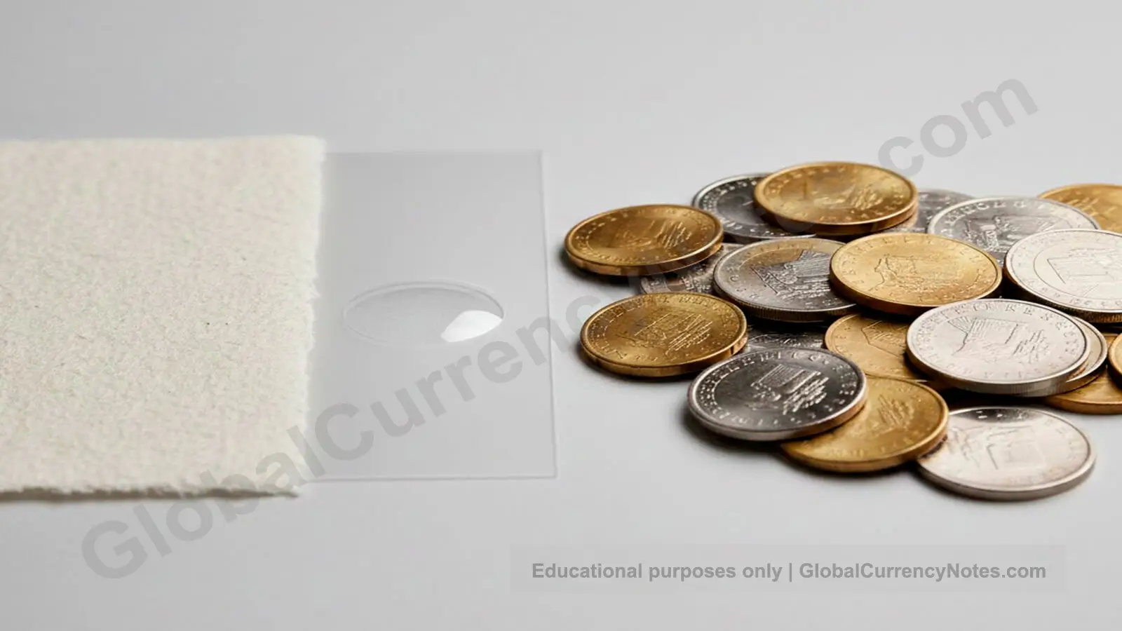 Banknotes vs coins materials: paper polymer substrates versus metal alloys composition