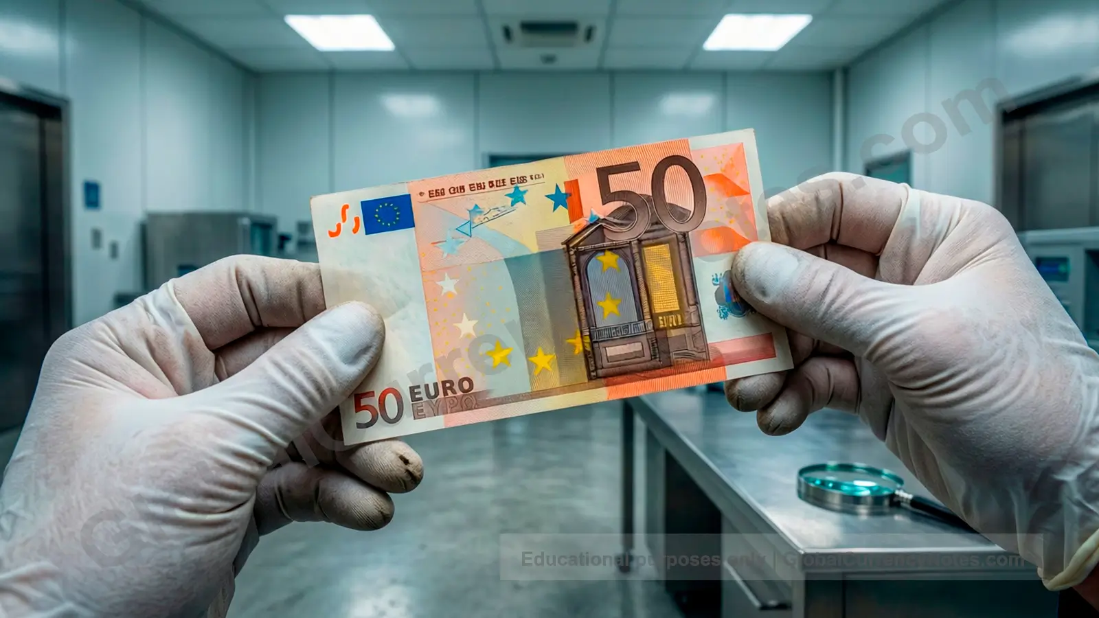 Banknotes are authenticated through manual inspection during verification check process