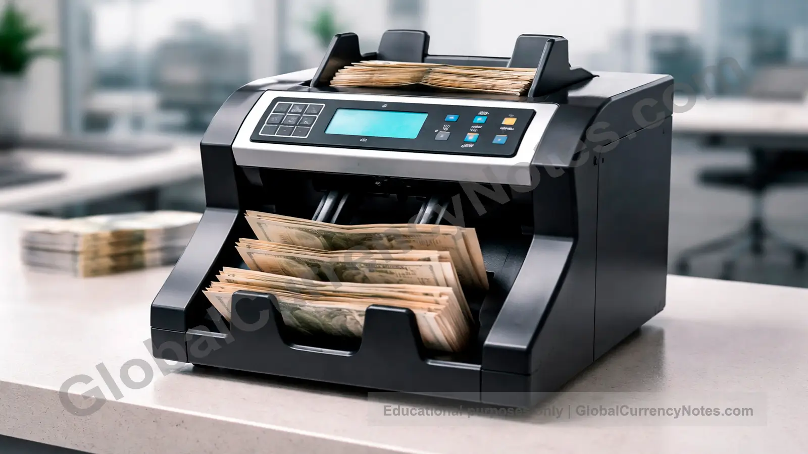 Banknote authentication machines counting and verifying currency with multiple sensor technologies