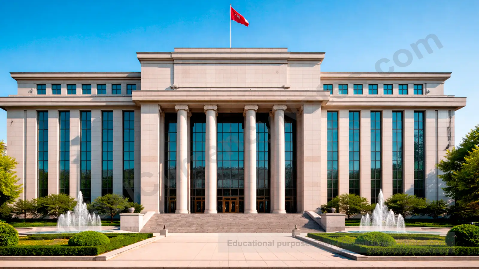 Central bank building representing national monetary authority responsible for banknote issuance