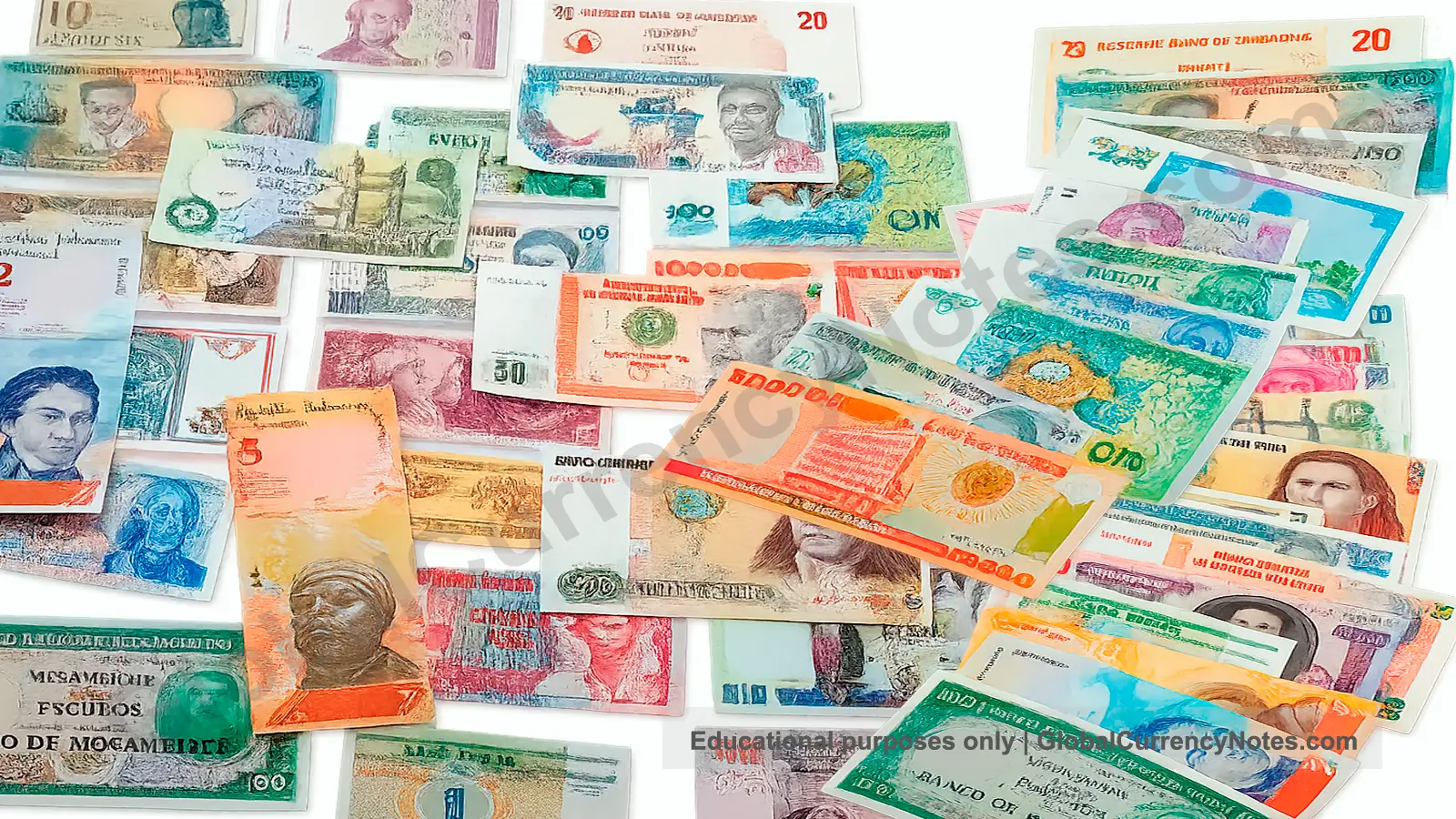 Commemorative banknotes collection displaying special edition currency from various national events and milestones