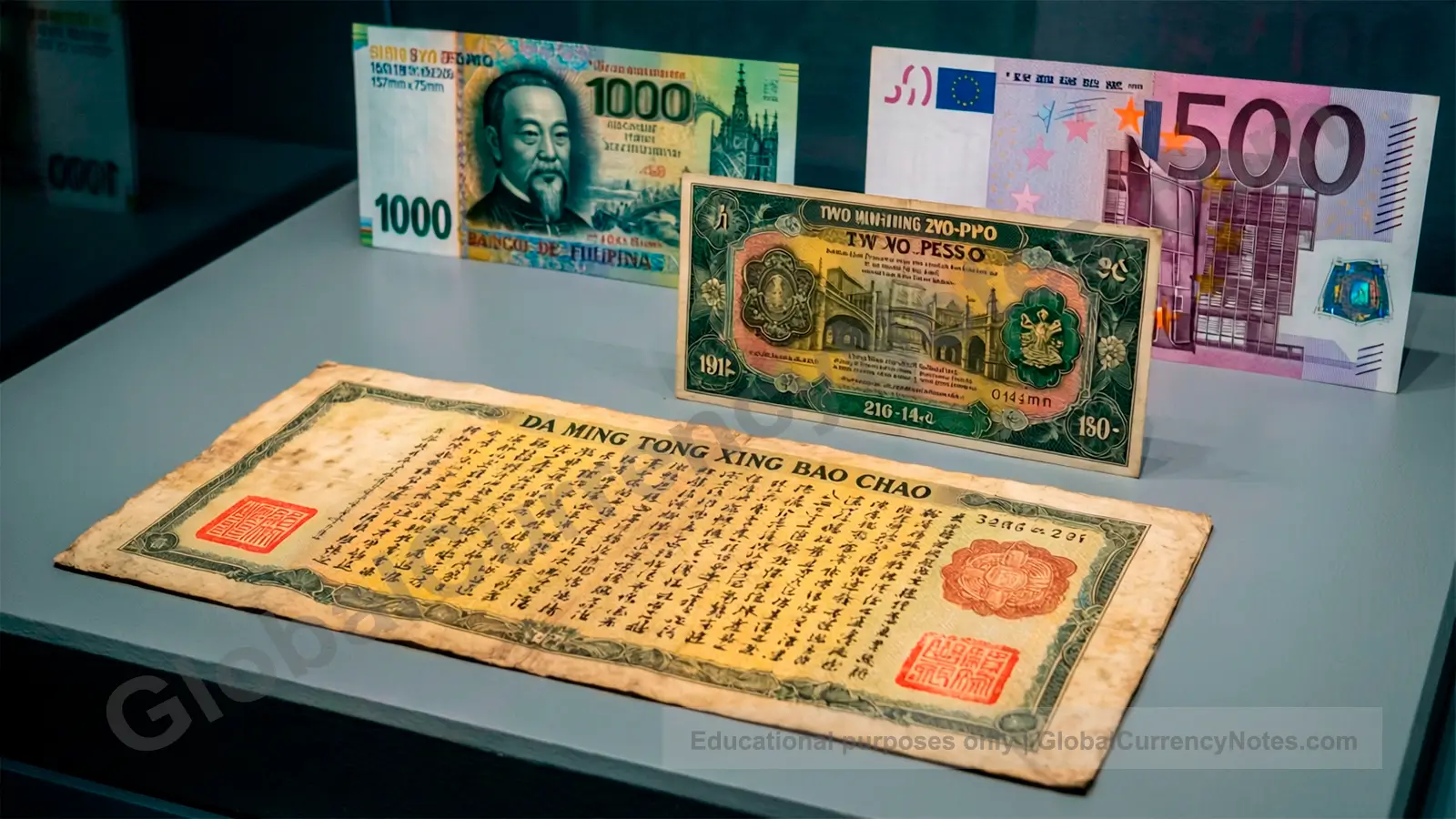 Largest banknotes in the world showing historical and modern examples