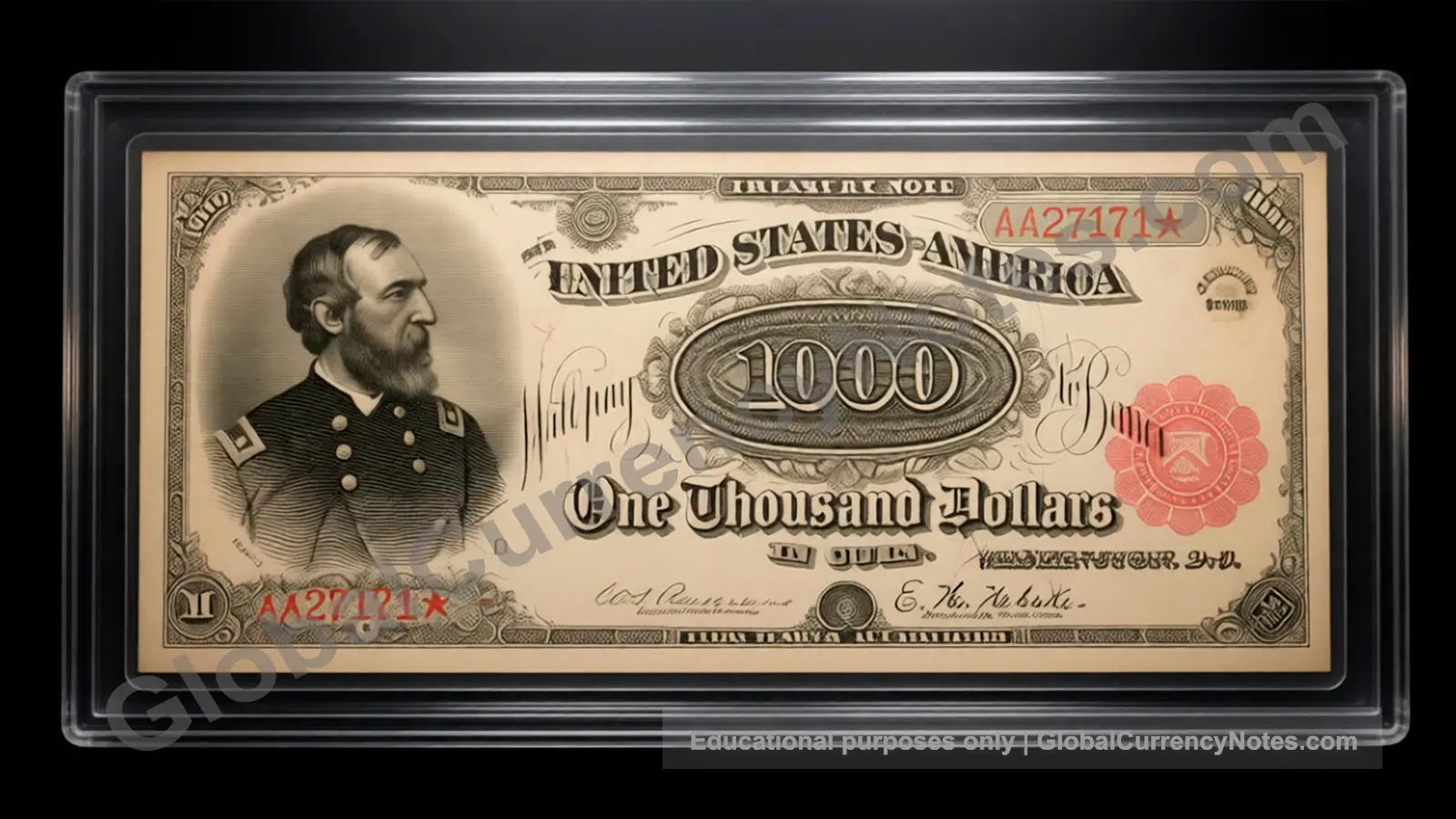 Most valuable banknotes: 1890 Grand Watermelon $1,000 Treasury Note, reportedly sold at auction for approximately $3.29 million